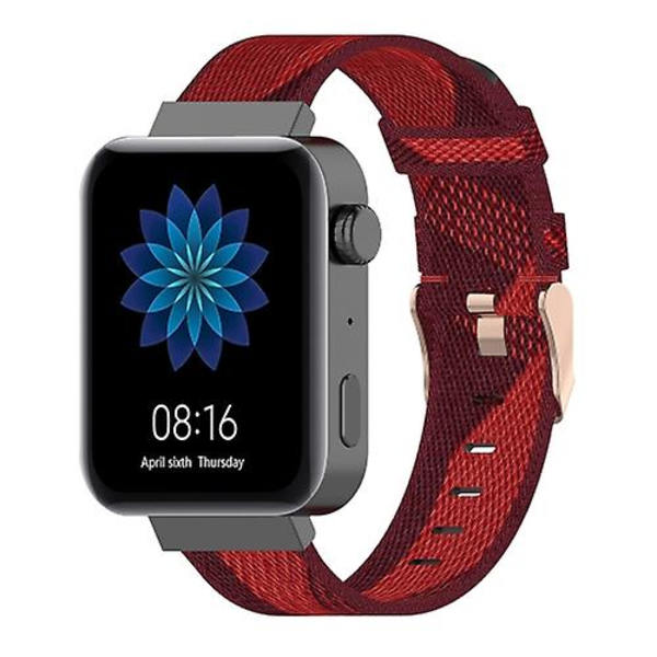 18 mm Stripe Weave Nylon armbåndsurrem for Xiaomi Mi Watch, Garmin Vivomove 3s / Vivoactive 4s Red
