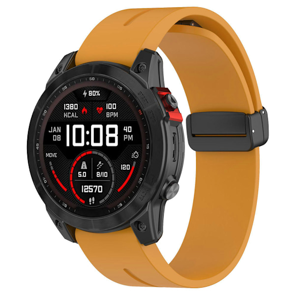 Svart spenne 22mm silikon klokkestropp for Garmin Fenix 7/forerunner 965/955/945/935 Dark Yellow