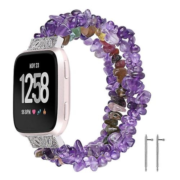 För Fitbit Versa Rough Stone Armband Watch Band Amethyst