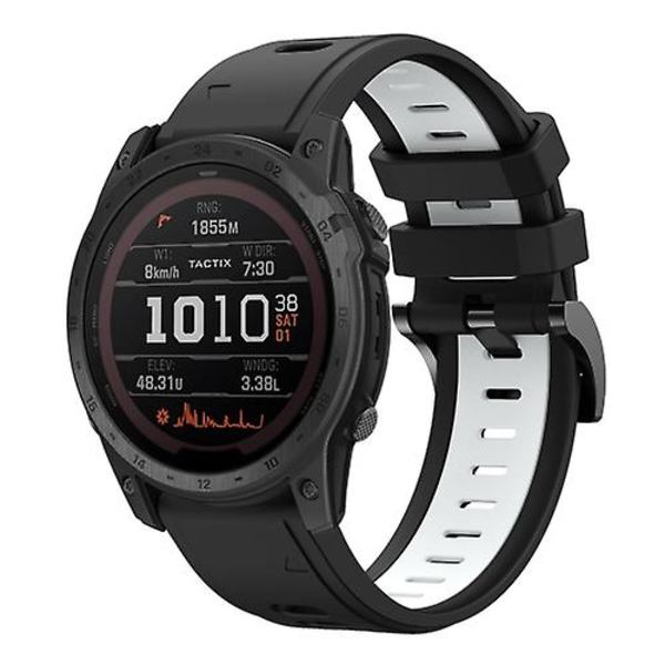 Til Garmin Tactix 7 / 7pro 26 mm tofarvet sports silikone urrem Black-White