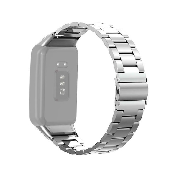 For Oppo Watch Gratis Nfc rustfritt stål klokkebånd med tre perler Silver