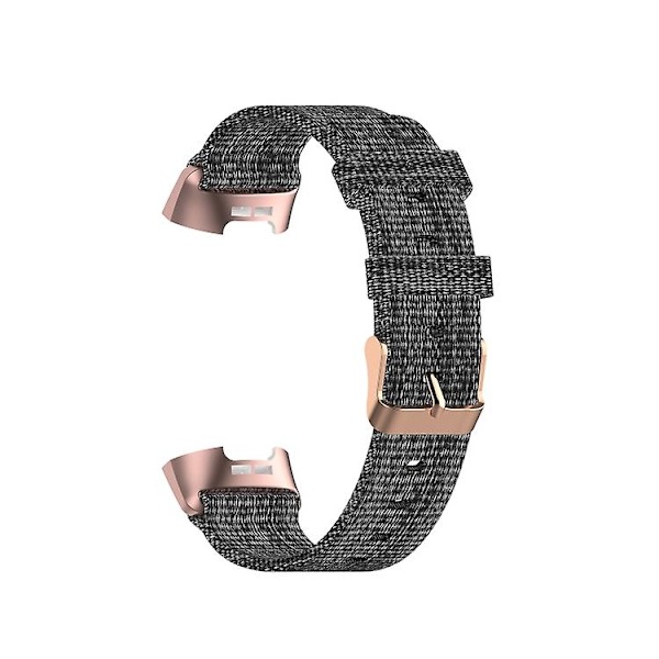 For Fitbit Charge 4 / Charge 3 / Charge3 Se Flettet Nylon Klokkebånd Plasthode Dark Gray