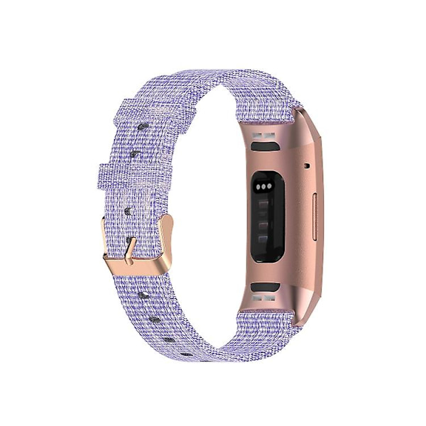 For Fitbit Charge 4 / Charge 3 / Charge3 Se Flettet Nylon Klokkebånd Plasthode Purple