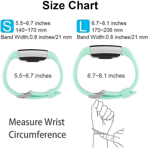 Udskiftningsbånd, der er kompatible med Fitbit Charge 2, Classic & Special Edition justerbare sportsarmbånd TEAL Large