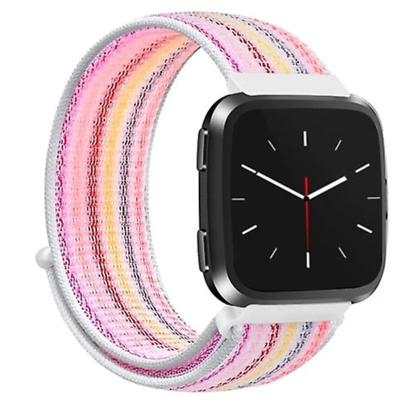 Til Fitbit Versa 1/2 urrem med universal nylonrem Pink Pinstripe