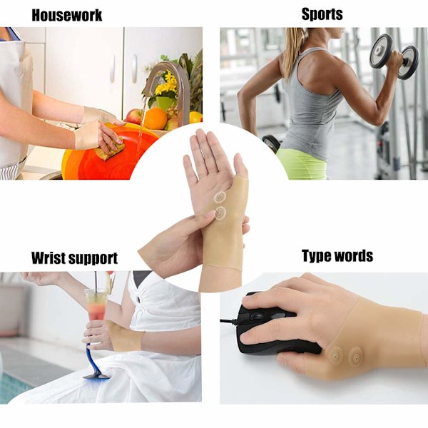 Tommel-Håndledsstøtte (2 stk), Elastisk Gel Arthritis Fingerløs