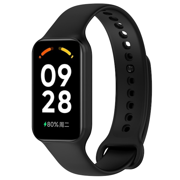 Silikonarmband för Xiaomi Band 8 Active/Redmi Band 2 Smartwatch (Svart)