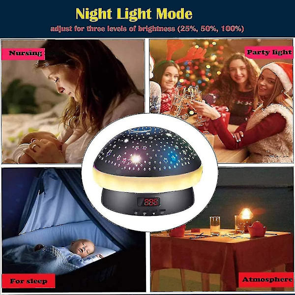 Stjerneprojektor Nattlys Til Barn Timer Babylampe Med Fjernkontroll 16 Fargerik Rotati Red