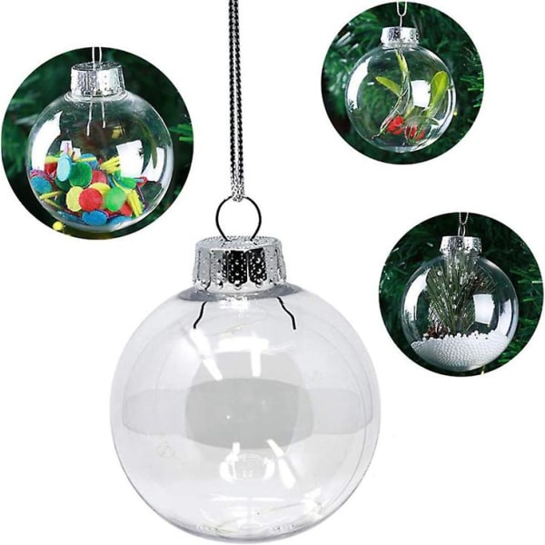 36 stk Klar plast Ball Baubles Sphere Fyllbar Juletre Ornament Xmas 18pcs