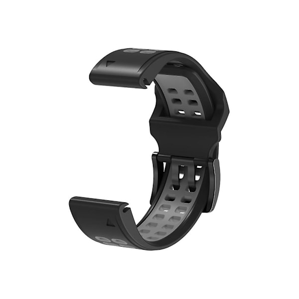 Rem til Garmin Fenix 7 26Mm Dobbelt Række Huller To-Farvet Silikone Urrem Sort Grå