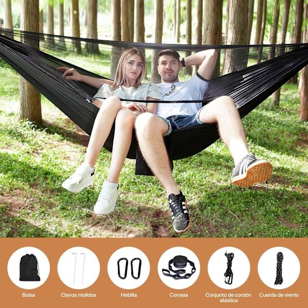 Bærbar Camping Hængekøje 210T Nylon Udendørs Hængekøje Med Myggenet (Army Grøn/290X140Cm)