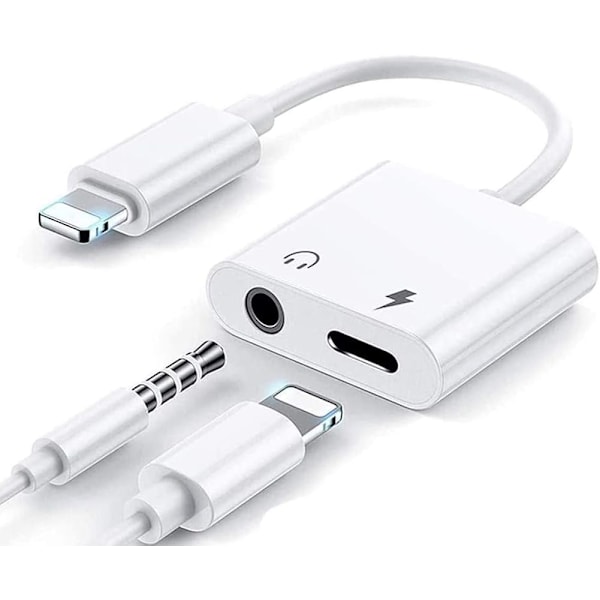 Iphone hodetelefonadapter 2 i 1 Lightning til 3,5 mm