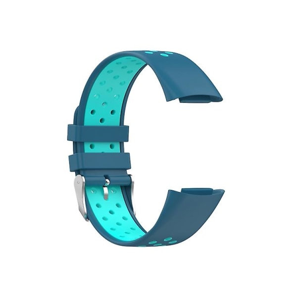 For Fitbit Charge 5 dobbel farge metallspennehull silikonklokkebånd Blue Green