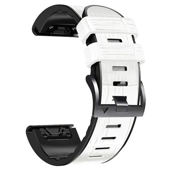 Til Garmin Fenix ​​7/6 Pro/5 Plus 22 mm Crocodile Texture Silikone læderurrem White