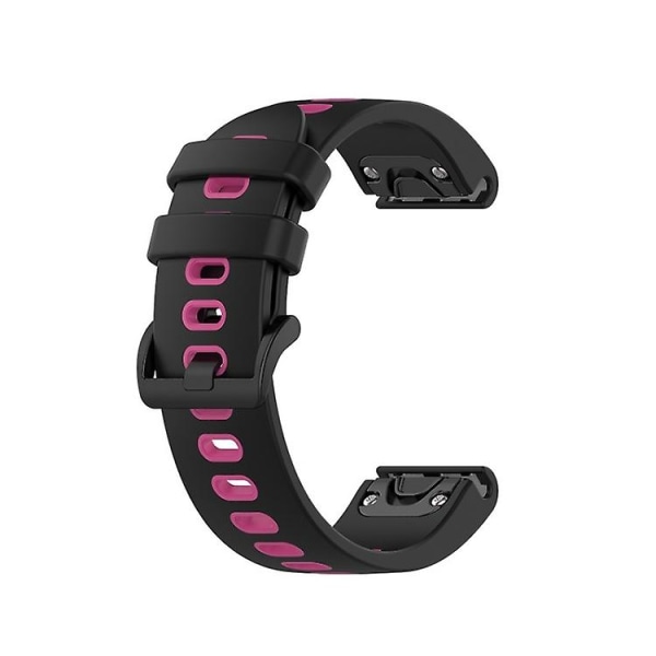 För Garmin Fenix ​​7s Sapphire Solar 22mm silikon watch i två färger Black-Pink