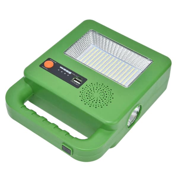 LED-lommelykt med Bluetooth-høyttaler, solcelledrevet USB-lading, 5-modus nødcampinglys
