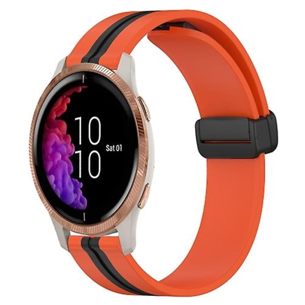 För Garmin Venu 20 mm vikbart magnetiskt lås watch Orange-Black