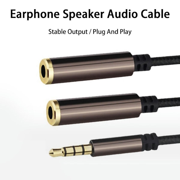 Lydkabel 3,5 mm interface Hurtig transmission Stabil output Stærkt signal Plug and Play 2 i 1 lydsplitteradapter Hjem forsyning Golden