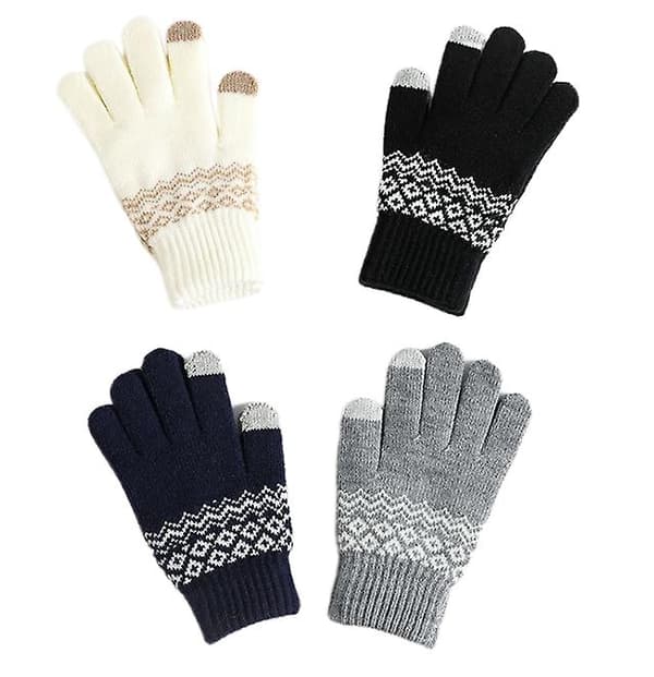 Vinter Varma Stickade Handskar Tjocka Pekskärm Handskar Vantar Utomhus Black