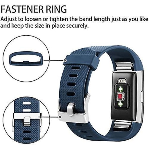 Udskiftningsbånd, der er kompatible med Fitbit Charge 2, Classic & Special Edition justerbare sportsarmbånd Dark Blue Large