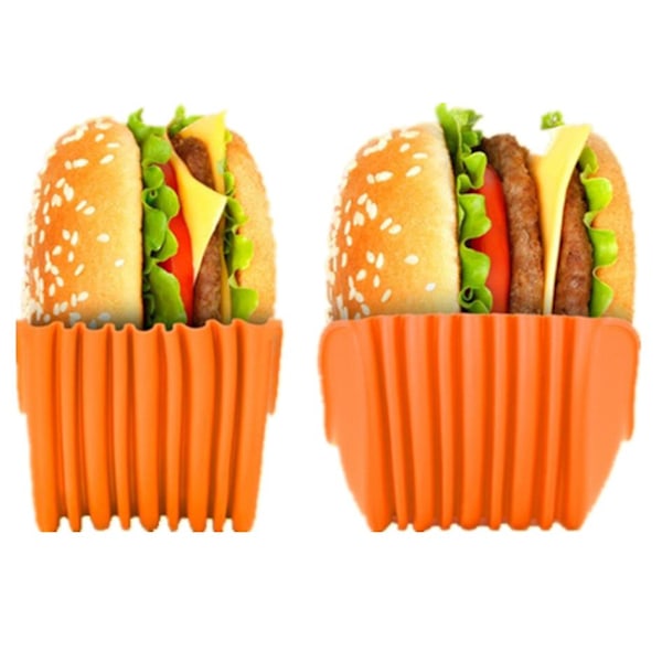 4 st Hamburgerbröd Fast Box Burgerhållare Sandwichhållare Återanvändbar Orange 4pcs