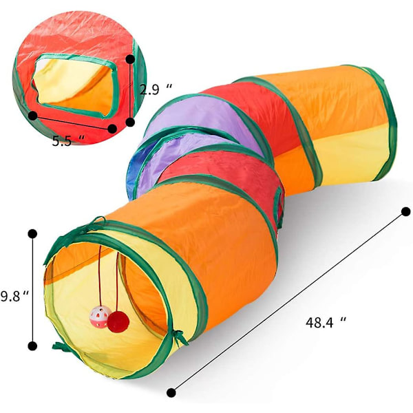 Kattunnel för katter, tillverkad av ultratåligt material, kan användas för katter, kaniner, valpar och illrar, S-formad, 48,4\"x9,8\"