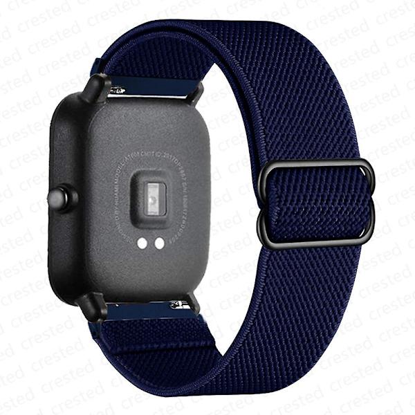 20 mm/22 mm bånd til Amazfit Gts 4//2/2e/3/gts2 Mini/gtr 4/3/pro/gtr2/47 mm/stratos Nylon elastisk urarmbånd Amazfit bipstrop midnight blue 22mm