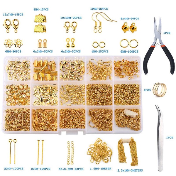 Gør-det-selv tilbehør til smykkefremstilling Materialepakkesæt med værktøj Smykketilbehør 9 Silver 713 Pieces