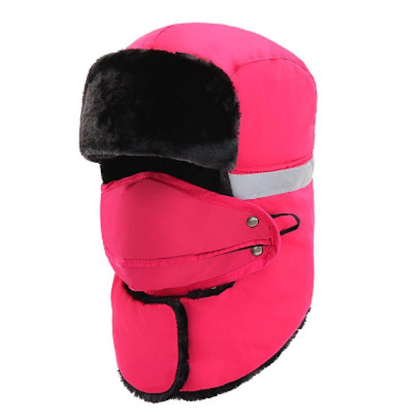 Bomberhattar Vinter Män Varm Ryssmössa Med Öronlapp Trapper Cap Öronlapp Rose Red