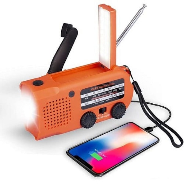 Solar Emergency Hand Crank Radio 5000mAh, med læselampe, LED lommelygte, SOS Alarm