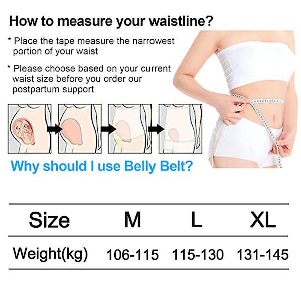 Talje trimmer bælte - Postnatal Recoery Support Girdle bælte, slankebælte L