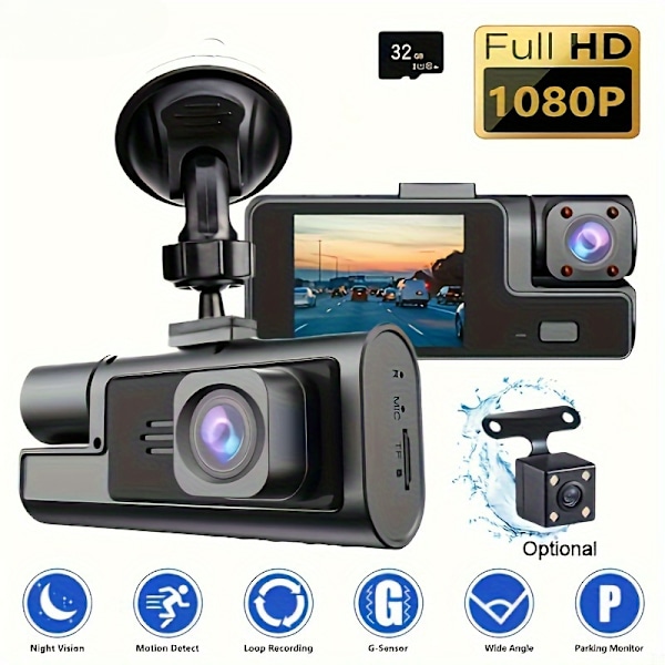 Camrea Bil Färdskrivare 1080P HD Bilkamera System Infraröd Mörkerseende 480P Instrumentbräda Kameror