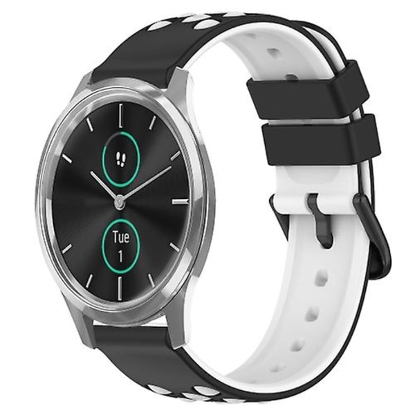 Garminmove Luxe 20 mm:n kaksiväriselle huokoiselle watch Black-White