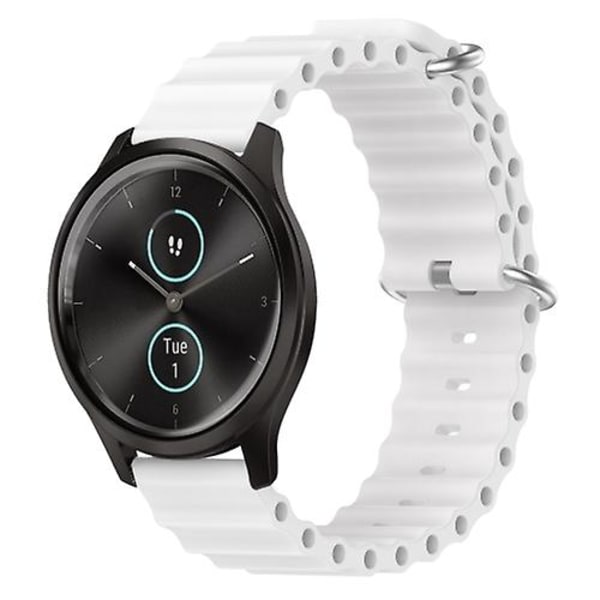 Til Garmin Garminmove Style 20mm Ocean Style Silikone ensfarvet urbånd White