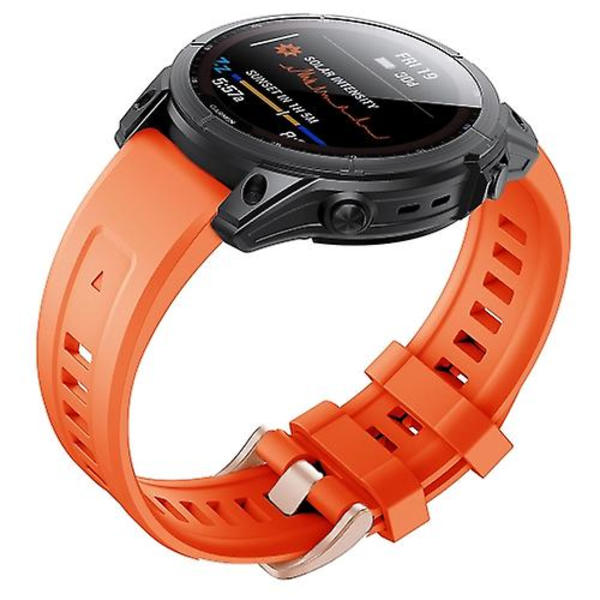 For Garmin Fenix ​​7s Silikon Rose Gold Spenne Klokkebånd Orange