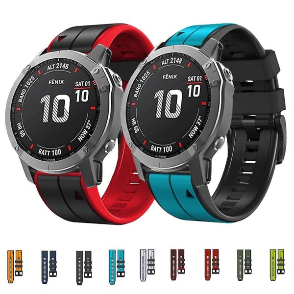 Garmin Tactix 7 22 mm:n silikoni- watch ranneke Red-Black