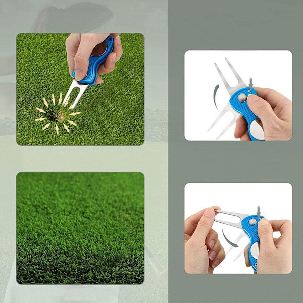 Golf Pitch Mark Reparationsverktyg - Vikbart Metalldesign