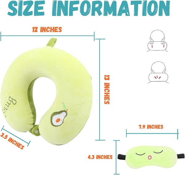 Lasten Memory Foam -matkatyyny ja unimaski (avokado)
