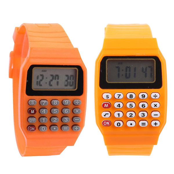 Fad Lasten Silikoni Date Monikäyttöinen Lasten Elektroninen Laskin Watch Yellow