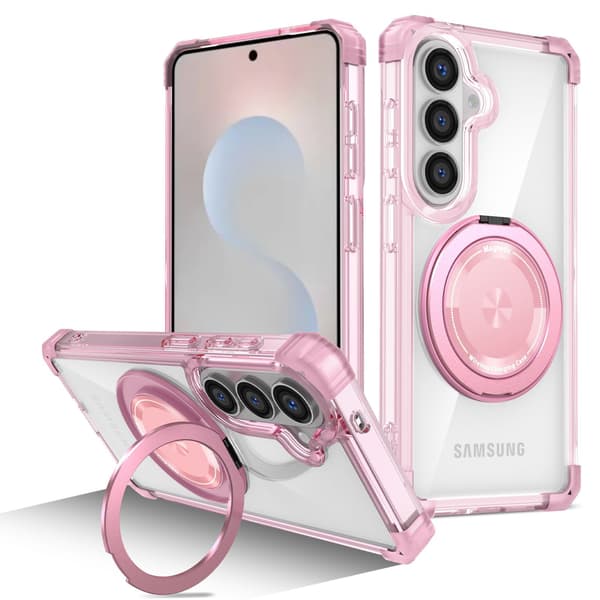 Etui til Samsung Galaxy S26 Plus med 360° roterende magnetisk stander (pink)