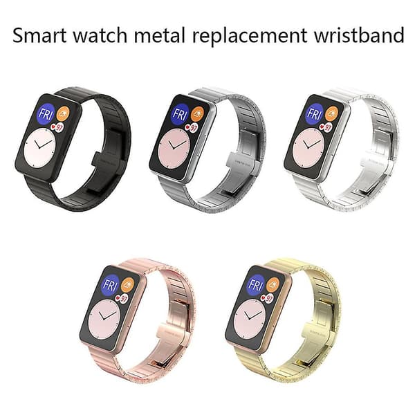 Rustfrit stålrem armbånd rem urrem til Huawei Watch Fit ur Black