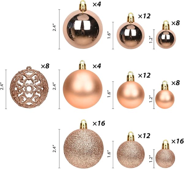 Knusesikre julekuler i plast, juletrepynt (Rose Gold-100 stk)