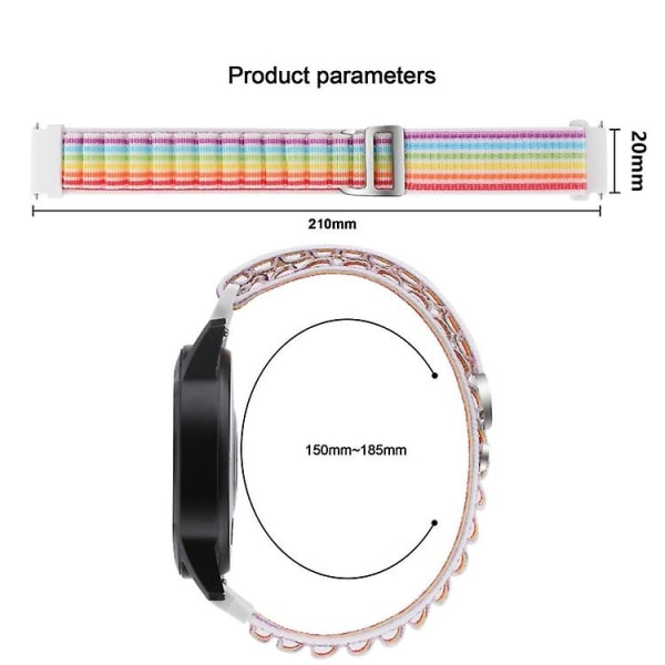 För Garmin Forerunner 255s / Venu 2s Universal Nylon Watch Band Rainbow