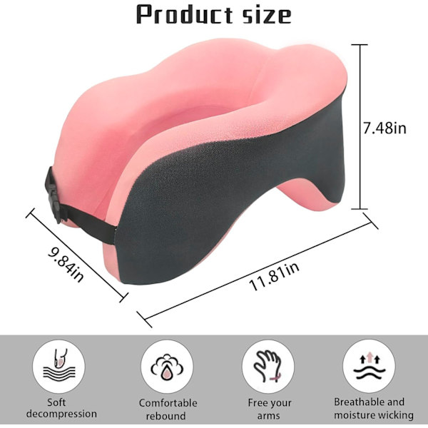 U-formad Resekudde i Memory Foam, Bekväm Nackkudde, Grå