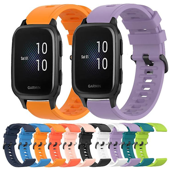 Til Garmin Venu Sq 20 mm ensfarvet blødt silikone urbånd Pink