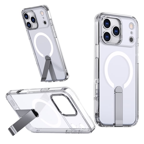 Magsafe Cover til iPhone 17 Pro Max med foldbart stativ, transparent