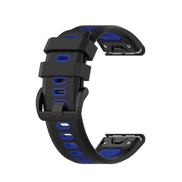 For Garmin Fenix ​​7s 20 mm tofarget silikonjack-klokkerem Black Blue