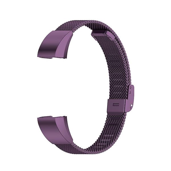 För Fitbit Alta / Alta Hr / Ace Watch Button Mesh Metal Replacement Strap Watchband Dark Purple