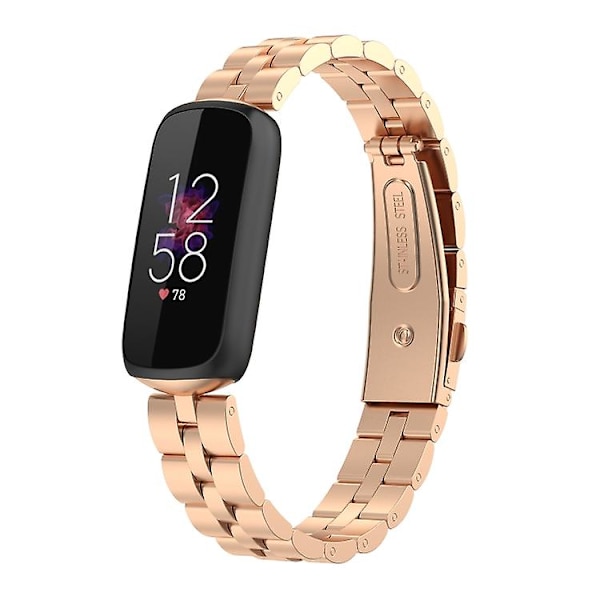 Fitbit Luxe Special Edition watch, jossa on kolme helmiä ruostumattomasta teräksestä Rose Gold