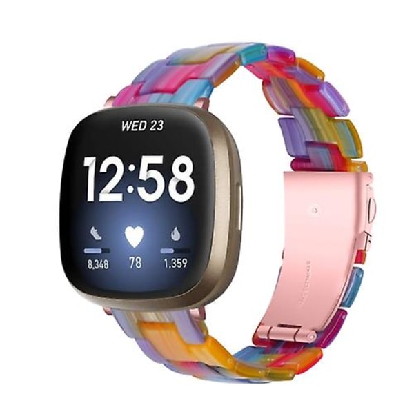 For Fitbit Versa 3 / Sense Universal Resin Watch Band Rainbow